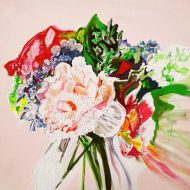 MARRIAGE OF THE FLOWERS, 2018, Acryl auf Leinwand, 100 x 100 cm